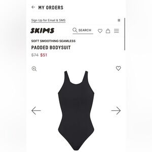 NWT SKIMS Soft Smoothing Black Bodysuit